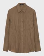 Image 1 of 4: Joseph Bercy Crinkled Button-Down Silk Blouse
