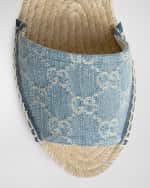 Image 4 of 5: Gucci Pilar GG Denim Espadrille Sandals