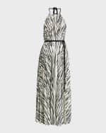 Image 1 of 5: Proenza Schouler Frida Striped Belted Halter Maxi Dress