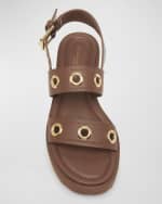 Image 5 of 5: Gianvito Rossi Leather Grommet Slingback Flatform Sandals