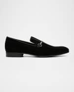 Image 1 of 5: Donald Pliner Men's Shawn Velvet Skull-Bit Loafers