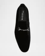 Image 5 of 5: Donald Pliner Men's Shawn Velvet Skull-Bit Loafers