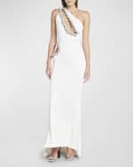 Image 2 of 6: Stella McCartney Crystal Rope Cutout One-Shoulder Gown