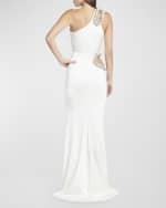 Image 3 of 6: Stella McCartney Crystal Rope Cutout One-Shoulder Gown