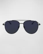 Image 1 of 5: Ferragamo Men's Gancini Evolution Metal Aviator Sunglasses
