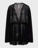 Image 2 of 6: Norma Kamali Super Oversized Boyfriend Semi-Sheer Mini Shirtdress