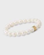 Image 3 of 5: Sydney Evan 8mm Pure Happy Face Rondelle on Pearl Bracelet