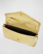 Image 3 of 3: Rebecca Minkoff Whip Metallic Envelope Clutch Bag