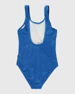 Image 2 of 6: Molo Girl's Nika One-Piece Peach-Print Swimsuit, Size 4-6