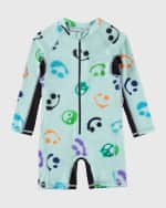 Image 1 of 2: Molo Boy's Neka Happy Face-Print One Piece Swimsuit, Size 3M-3