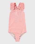 Image 1 of 2: Molo Girl's Nitika Striped One Piece Swimsuit, Size 8-12