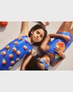 Image 3 of 4: Molo Girl's Nika One-Piece Peach-Print Swimsuit, Size 8-12