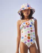 Image 2 of 7: Molo Girl's Net Polka Dot-Print One-Piece Swimsuit, Size 3-6