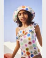Image 5 of 7: Molo Girl's Net Polka Dot-Print One-Piece Swimsuit, Size 3-6