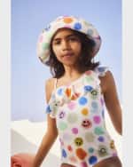 Image 5 of 5: Molo Girl's Net Polka Dot-Print One-Piece Swimsuit, Size 8-12