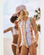 Image 2 of 4: Molo Girl's Noona Multicolor Striped One Piece Swimsuit, Size 8-14