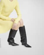 Image 2 of 6: Givenchy Raven Leather Wedge Tall Boots