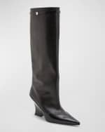 Image 5 of 6: Givenchy Raven Leather Wedge Tall Boots