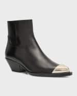 Image 5 of 6: Givenchy Calfskin 4G Metal-Toe Western Booties