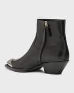 Image 3 of 6: Givenchy Calfskin 4G Metal-Toe Western Booties