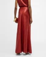 Image 4 of 6: St. John Croc-Embossed Italian Fluid Satin Maxi Skirt
