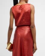 Image 4 of 7: St. John Croc-Embossed Italian Fluid Satin Tank Top