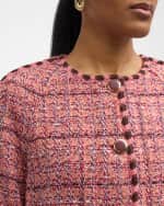 Image 6 of 7: St. John Metallic Knit-Trim Textured Slub Tweed Jacket