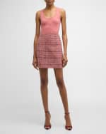 Image 5 of 6: St. John Metallic Side-Stripe Textured Slub Tweed Mini Skirt