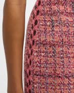 Image 6 of 6: St. John Metallic Side-Stripe Textured Slub Tweed Mini Skirt