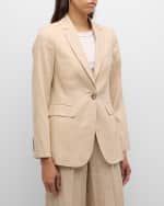 Image 2 of 6: Peserico Single-Button Wool-Linen Blazer
