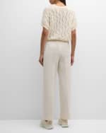 Image 3 of 6: Peserico Short-Sleeve Cable-Knit Crewneck Sweater