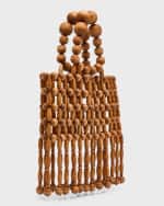 Image 4 of 6: Cult Gaia Clara Fringe Wood Top-Handle Bag