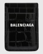 Image 1 of 3: Balenciaga Cash Croc-Embossed Card Holder