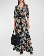 Image 4 of 5: Ralph Lauren Collection Aniyah Delano Tropical Floral-Print Linen Voile Maxi Wrap Shirtdress