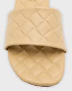 Image 4 of 6: Bottega Veneta Quilted Leather Flat Slide Sandals