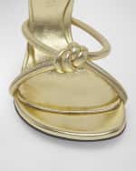 Image 3 of 5: Bottega Veneta Blink Metallic Knot Slide Sandals