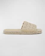 Image 1 of 6: Bottega Veneta Jack Braided Jute Slide Espadrilles