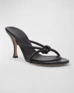 Image 4 of 5: Bottega Veneta Blink Leather Knot Slide Sandals