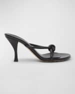 Image 1 of 5: Bottega Veneta Blink Leather Knot Slide Sandals