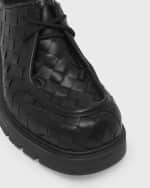 Image 5 of 5: Bottega Veneta Men's Haddock Intrecciato Leather Derby Shoes