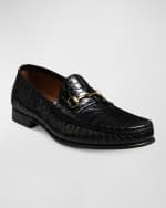 Image 2 of 4: Allen Edmonds Men's Verona II Croc-Effect Italian Bit Loafers