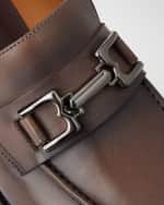 Image 3 of 5: Bruno Magli Men's Alpha Burnished Leather Bit Loafers