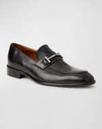 Image 2 of 5: Bruno Magli Men's Sante Double-Gore Leather Bit Loafers