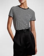 Image 3 of 6: Ralph Lauren Collection Striped Crewneck Short-Sleeve Lux Pima Cotton Jersey T-Shirt