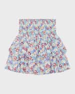 Image 1 of 3: Molo Girl's Bonita Floral-Print Smocked Skirt, Size 7-16