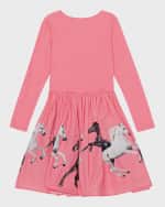 Image 3 of 5: Molo Girl's Casie Horse-Print Combo Dress, Size 3T-6