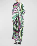 Image 4 of 6: Emilio Pucci Abstract-Print 3/4-Sleeve Maxi Kaftan Dress