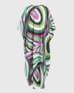 Image 1 of 6: Emilio Pucci Abstract-Print 3/4-Sleeve Maxi Kaftan Dress