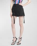 Image 2 of 6: Emilio Pucci Wavy-Print Denim Mini Wrap Skirt