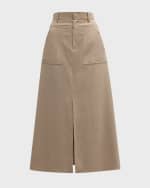 Image 1 of 7: ADEAM Tessa Slit A-Line Midi Skirt